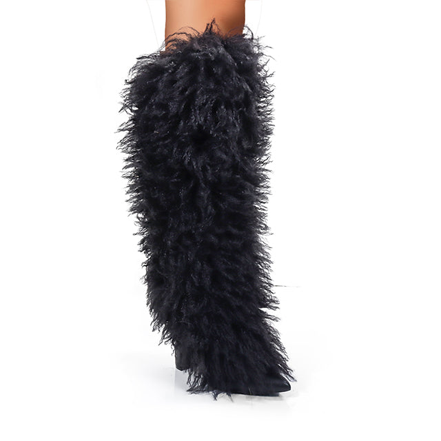 FANCY1 - BLACK FUR BOOTS