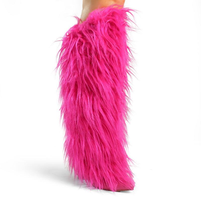 FANCY1 - HOT PINK FUR BOOTS