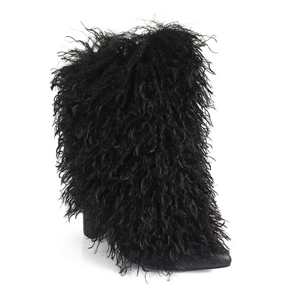 FANCY3 - BLACK FUR BOOTIES