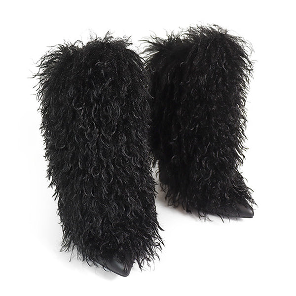FANCY3 - BLACK FUR BOOTIES