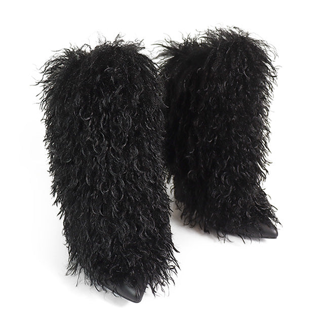 FANCY3 - BLACK FUR BOOTIES