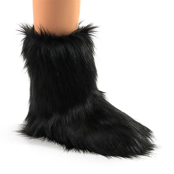 GOGO1 - BLACK FAUX FUR BOOTS