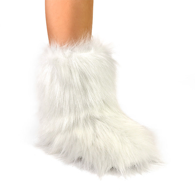 GOGO1 - WHITE FAUX FUR BOOTS