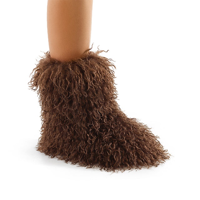 GOGO3 - BROWN FAUX FUR BOOTS