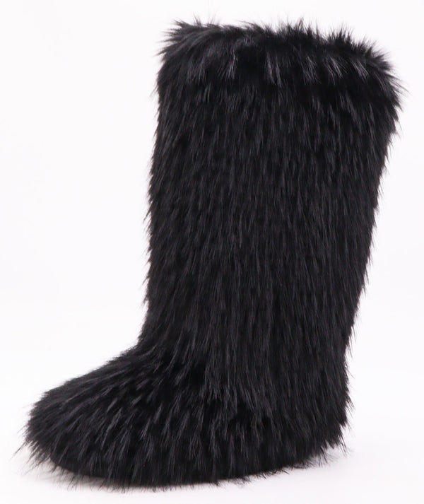 ICEBERG21 - BLACK TALL FURRY BOOTS