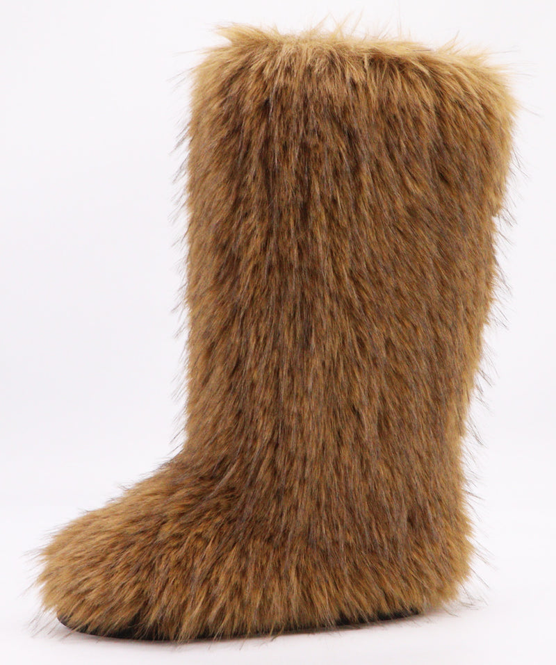 ICEBERG21 - TAN TALL FURRY BOOTS