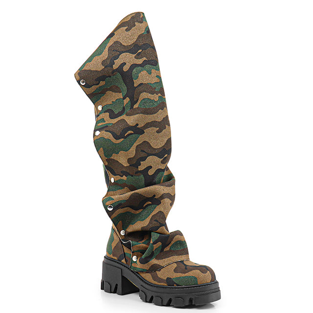 MAGEO1 - CAMOUFLAGE TALL FOLDOVER SLOUCH BOOTS