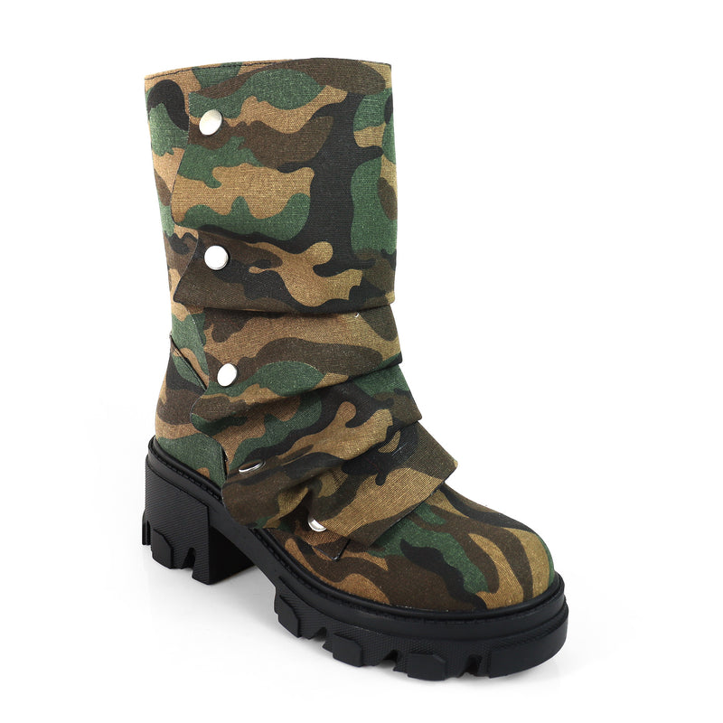 MAGEO2 - CAMOUFLAGE SHORT FOLDOVER SLOUCH BOOTS