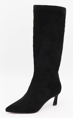 PISA01 - BLACK SUEDE KITTEN HEEL BOOTS