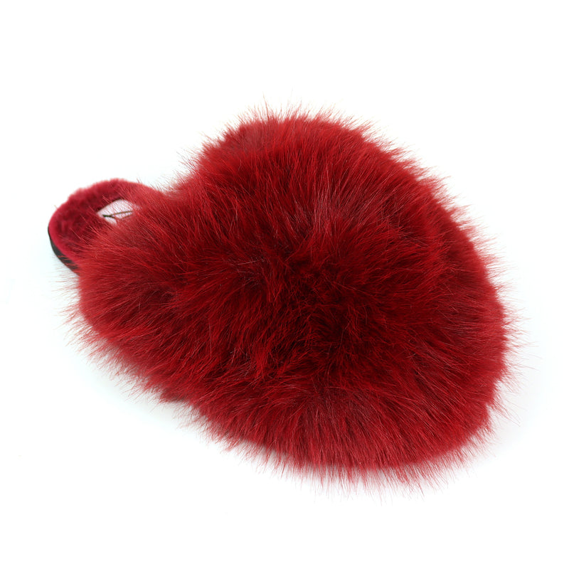 RORO1 - BURGUNDY FUR SLIDES