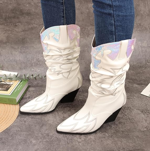 COWGIRL13 - WHITE COWBOY BOOTS