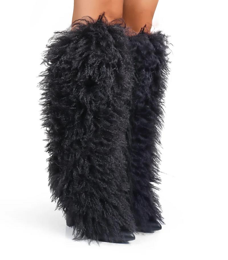 FANCY1 - BLACK FUR BOOTS