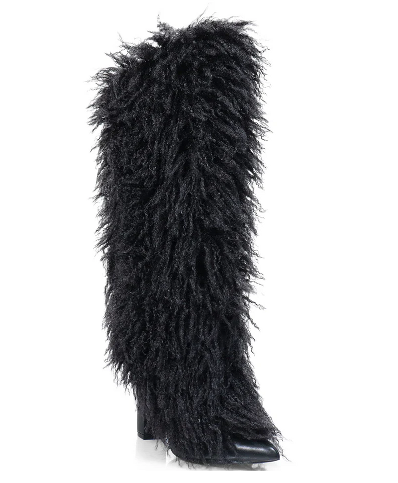 FANCY1 - BLACK FUR BOOTS