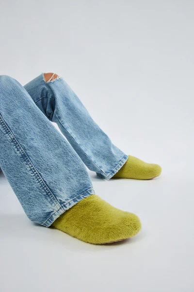 FURRY10 - GREEN CALFSKIN HAIR SANDALS