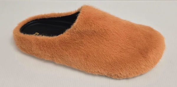 FURRY10 - ORANGE CALFSKIN HAIR SANDALS