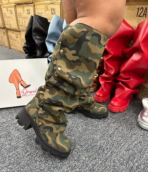 MAGEO1 - CAMOUFLAGE TALL FOLDOVER SLOUCH BOOTS
