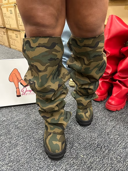 MAGEO1 - CAMOUFLAGE TALL FOLDOVER SLOUCH BOOTS