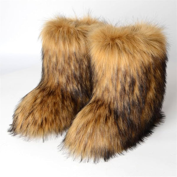 MELANIE21 - BROWN FUR BOOTS