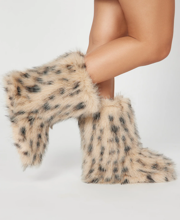 MELANIE21 - LEOPARD FUR BOOTS