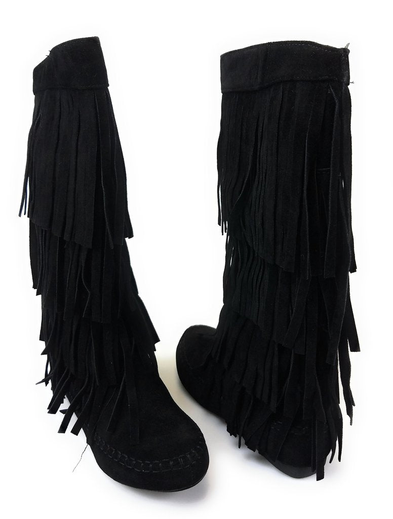 MUDD55 - BLACK FRINGE BOOTS