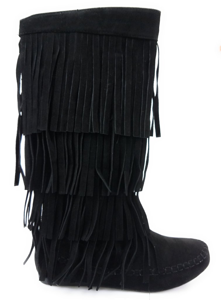 MUDD55 - BLACK FRINGE BOOTS