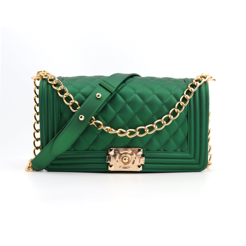 1027 - DARK GREEN JELLY PURSE (LARGE) – Hot Miami Shoes
