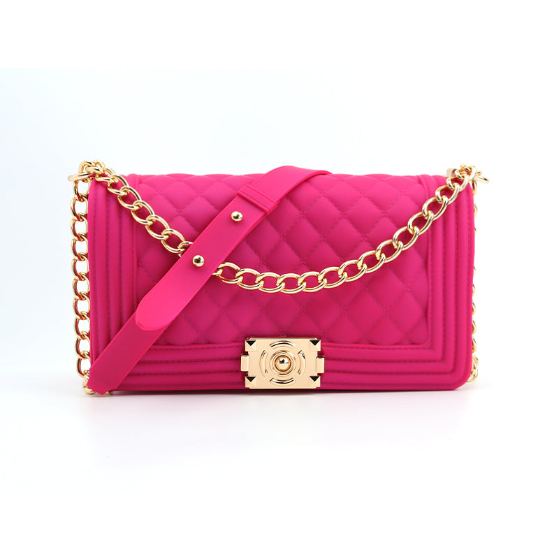 1027 - HOT PINK JELLY PURSE (LARGE)