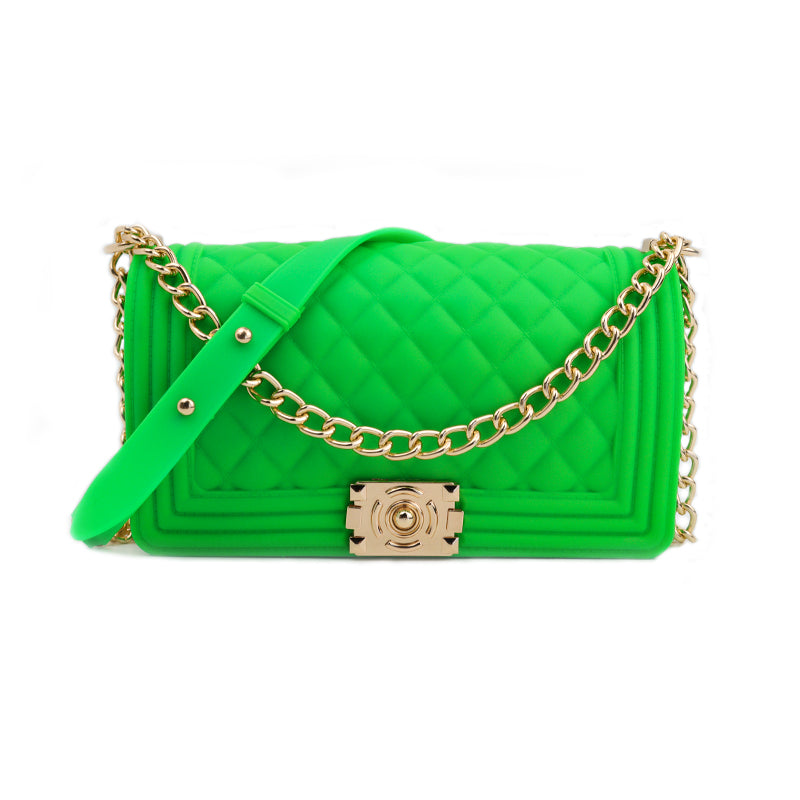 1027 - FLUORESCENT GREEN JELLY PURSE (LARGE)