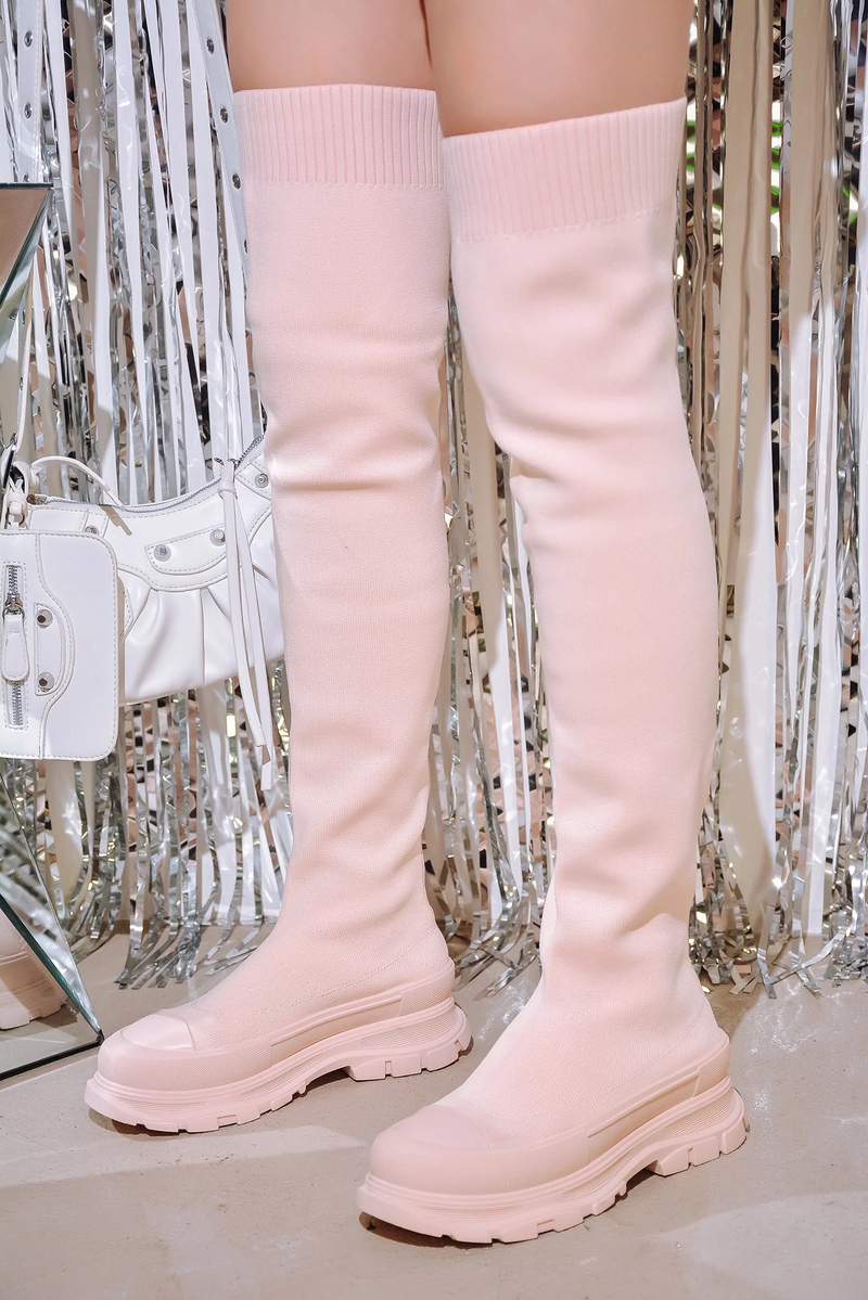 Women's Solid Color Slim Boots Side Zipper Casual Platform - Temu
