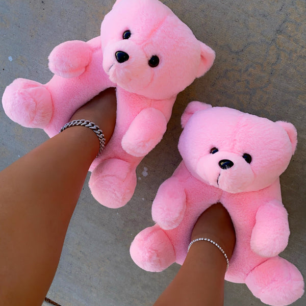 pink fluffy teddy bear
