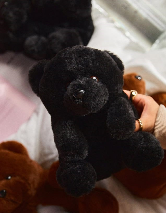 PLUSH01 KIDS - BLACK TEDDY BEAR SLIPPERS
