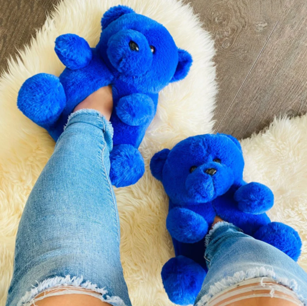 TEDDY BEAR SLIPPERS - BLUE (ROYAL BLUE)