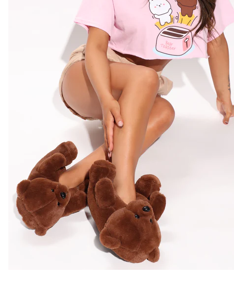 Womens teddy bear on sale slippers